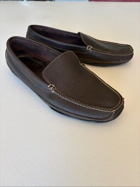 L.L. Bean Leather Shoes Driving Loafers Vibram Soles Drk Brown Neutral Size 14EE